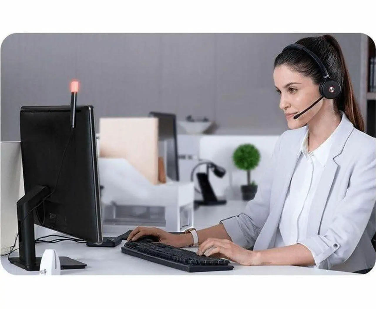 Alt view image 11 of 14 - Yealink WH62 Headset - Microsoft Teams Certification - Stereo - Wireless - DECT - 524.9 ft - 32 Ohm - 20 Hz - 20 kHz - On-ear, Over-the-head - Binaural - Ear-cup