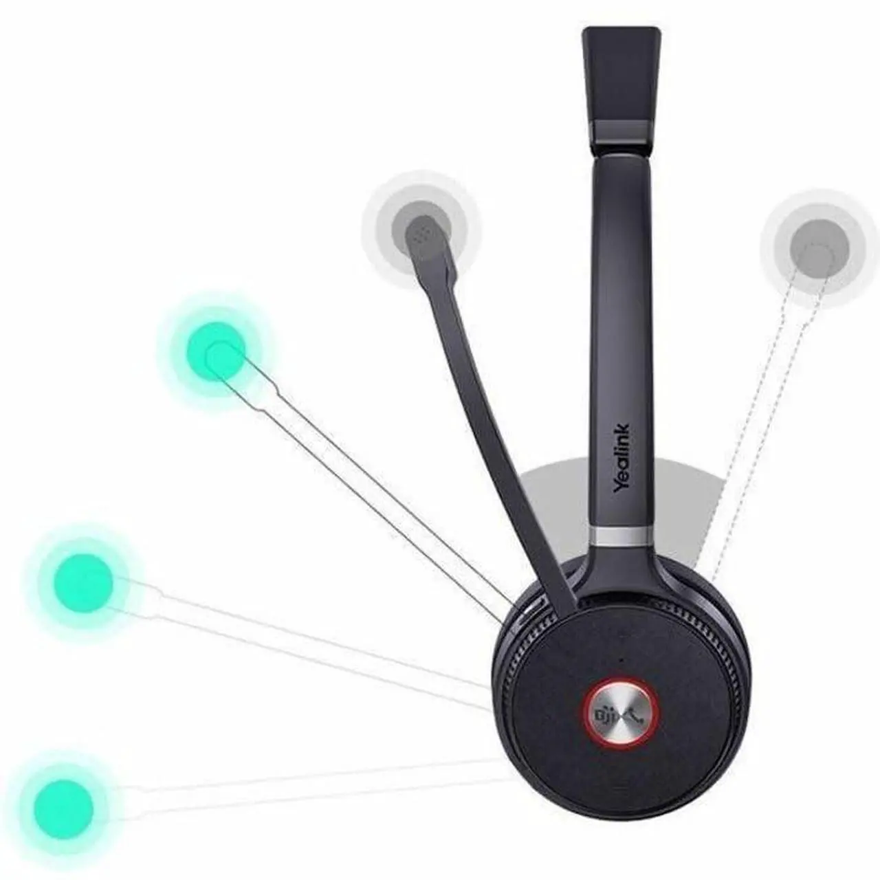 Alt view image 13 of 14 - Yealink WH62 Headset - Microsoft Teams Certification - Stereo - Wireless - DECT - 524.9 ft - 32 Ohm - 20 Hz - 20 kHz - On-ear, Over-the-head - Binaural - Ear-cup