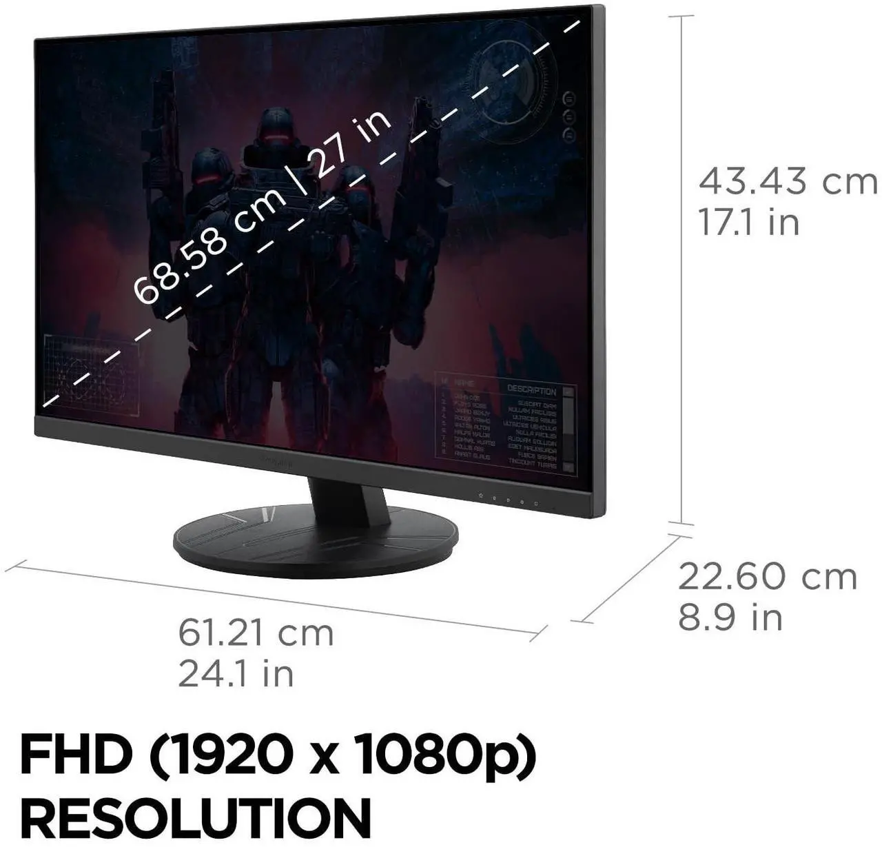 Alt view image 19 of 20 - ViewSonic VX2716A 27 Inch 1080p 1ms 120Hz IPS Gaming Monitor with Eye Care, USB C, HDMI 1.4, and DisplayPort Inputs
