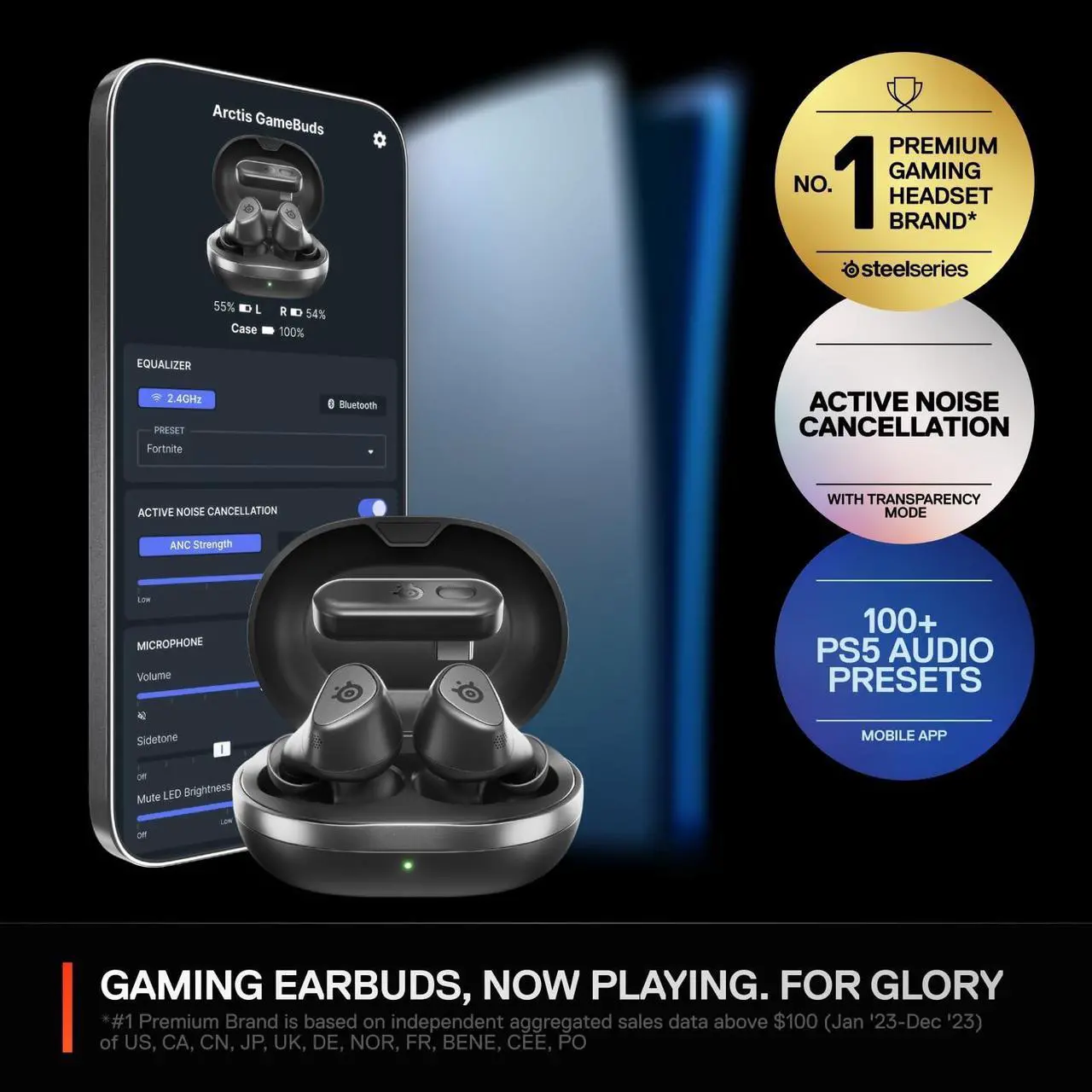 Alt view image 2 of 7 - SteelSeries Arctis GameBuds True Wireless Noise Cancelling Earbuds, Black