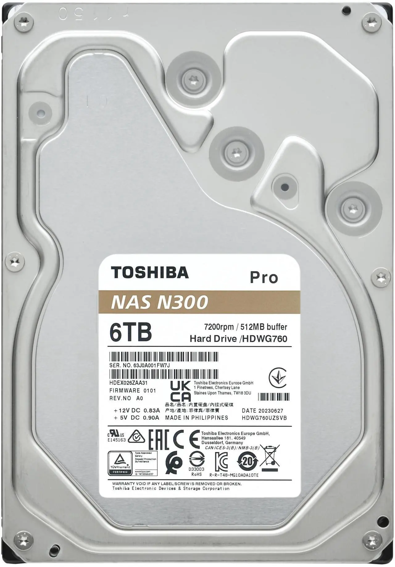 Alt view image 7 of 8 - Toshiba 6TB N300 PRO 7200 rpm SATA III 3.5" Internal NAS HDD HDWG760XZSTB