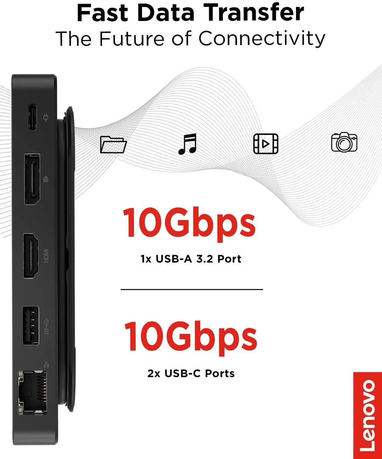 Alt view image 14 of 20 - Lenovo USB-C Dual Display Travel Dock with Adapter