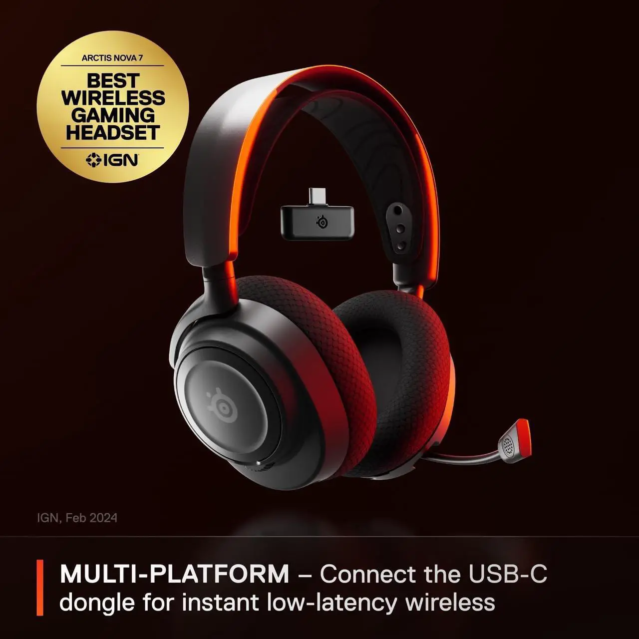 Alt view image 18 of 20 - SteelSeries Arctis Nova 7 Wireless Multi-Platform Gaming Headset — Neodymium Magnetic Drivers — 2.4GHz + Mixable Bluetooth — 38Hr USB-C Battery — ClearCast Gen2 AI Mic — PC, PS5, Switch, VR, Mobile