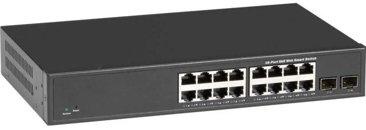 Alt view image 6 of 8 - Black Box Gigabit Ethernet Switch Web Smart Eco Fanless 18-Port LGB2118AR2
