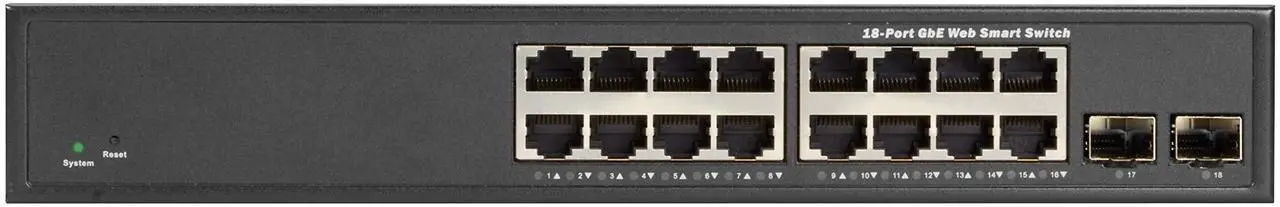 Alt view image 7 of 8 - Black Box Gigabit Ethernet Switch Web Smart Eco Fanless 18-Port LGB2118AR2