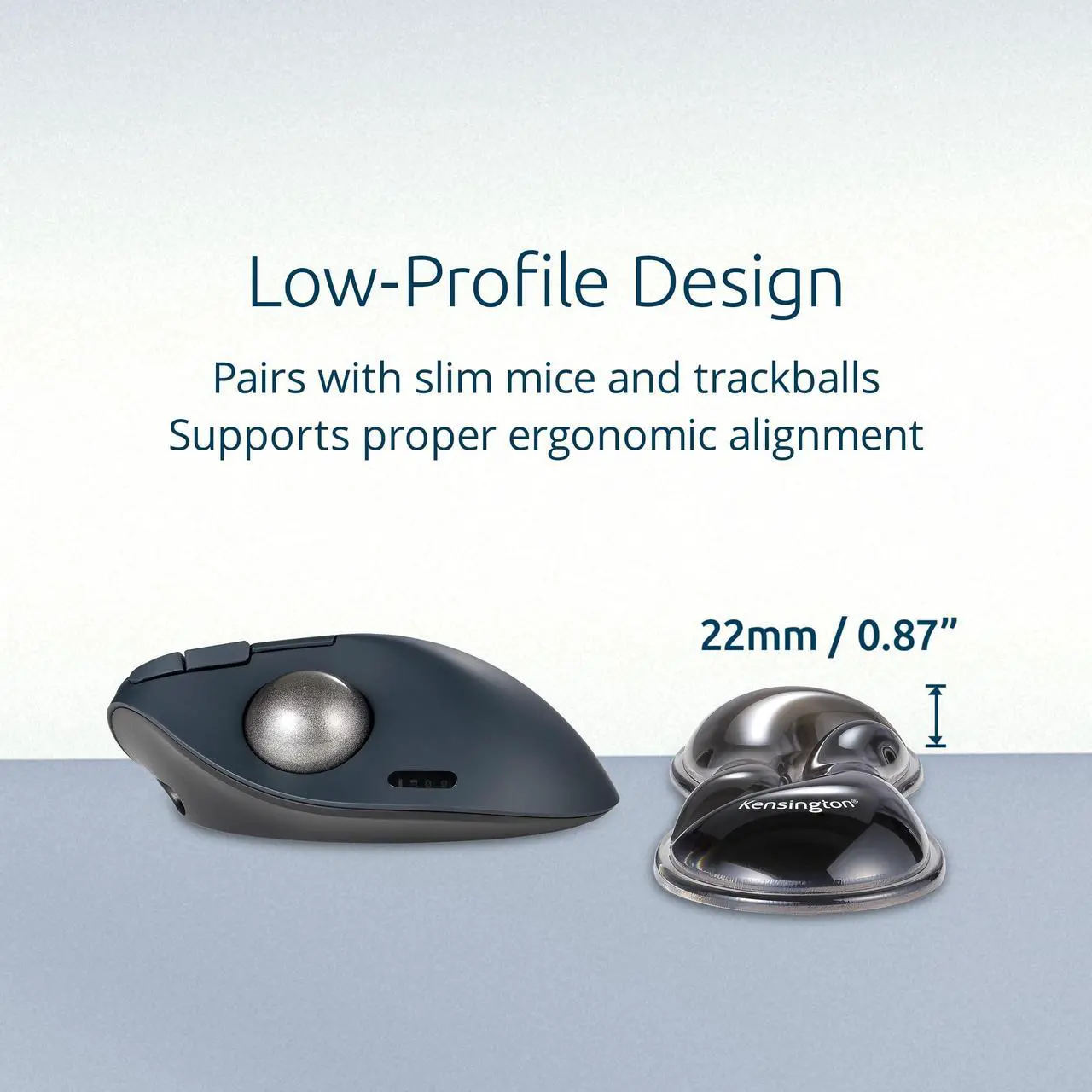 Alt view image 9 of 14 - Kensington Slim Duo Gel Mouse/Trackball Wrist Rest - 0.87" x 7.56" x 2.83" Dimension - Gray, Black - Gel - Strain Resistant - Mouse - Retail - 1