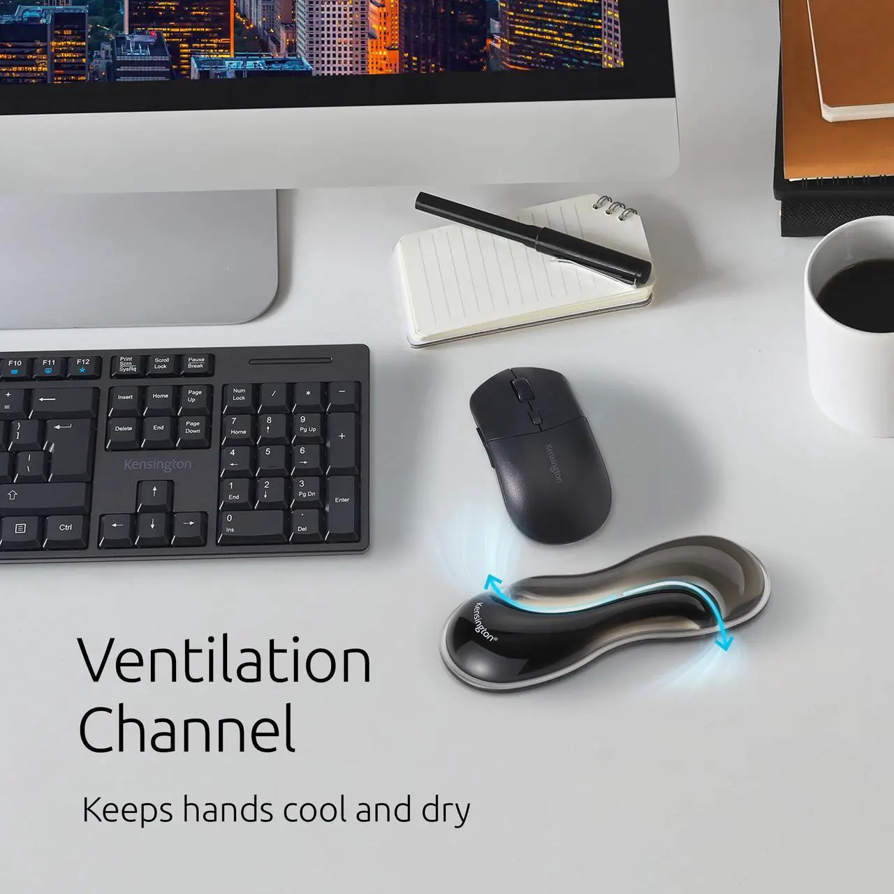 Alt view image 12 of 14 - Kensington Slim Duo Gel Mouse/Trackball Wrist Rest - 0.87" x 7.56" x 2.83" Dimension - Gray, Black - Gel - Strain Resistant - Mouse - Retail - 1