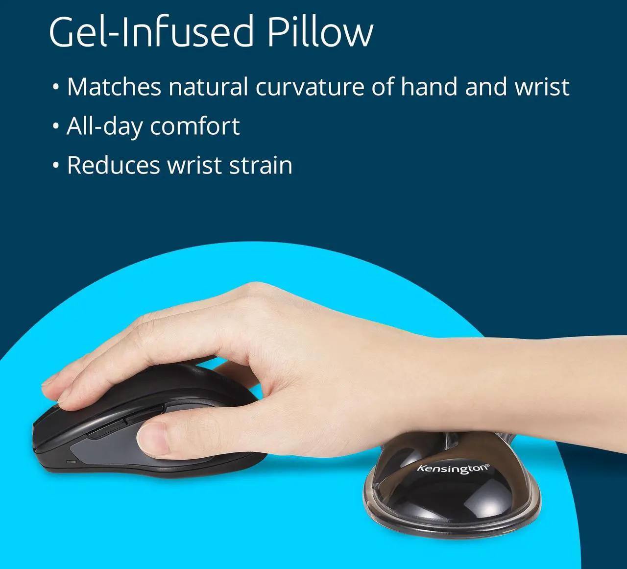 Alt view image 13 of 14 - Kensington Slim Duo Gel Mouse/Trackball Wrist Rest - 0.87" x 7.56" x 2.83" Dimension - Gray, Black - Gel - Strain Resistant - Mouse - Retail - 1