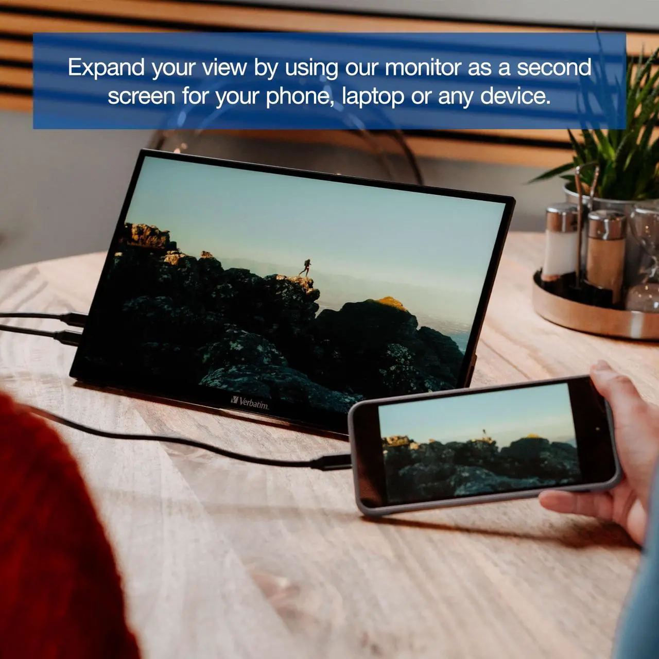 Alt view image 6 of 7 - Verbatim Portable Touchscreen Monitor Full HD 1080p 15.6" Metal Housing