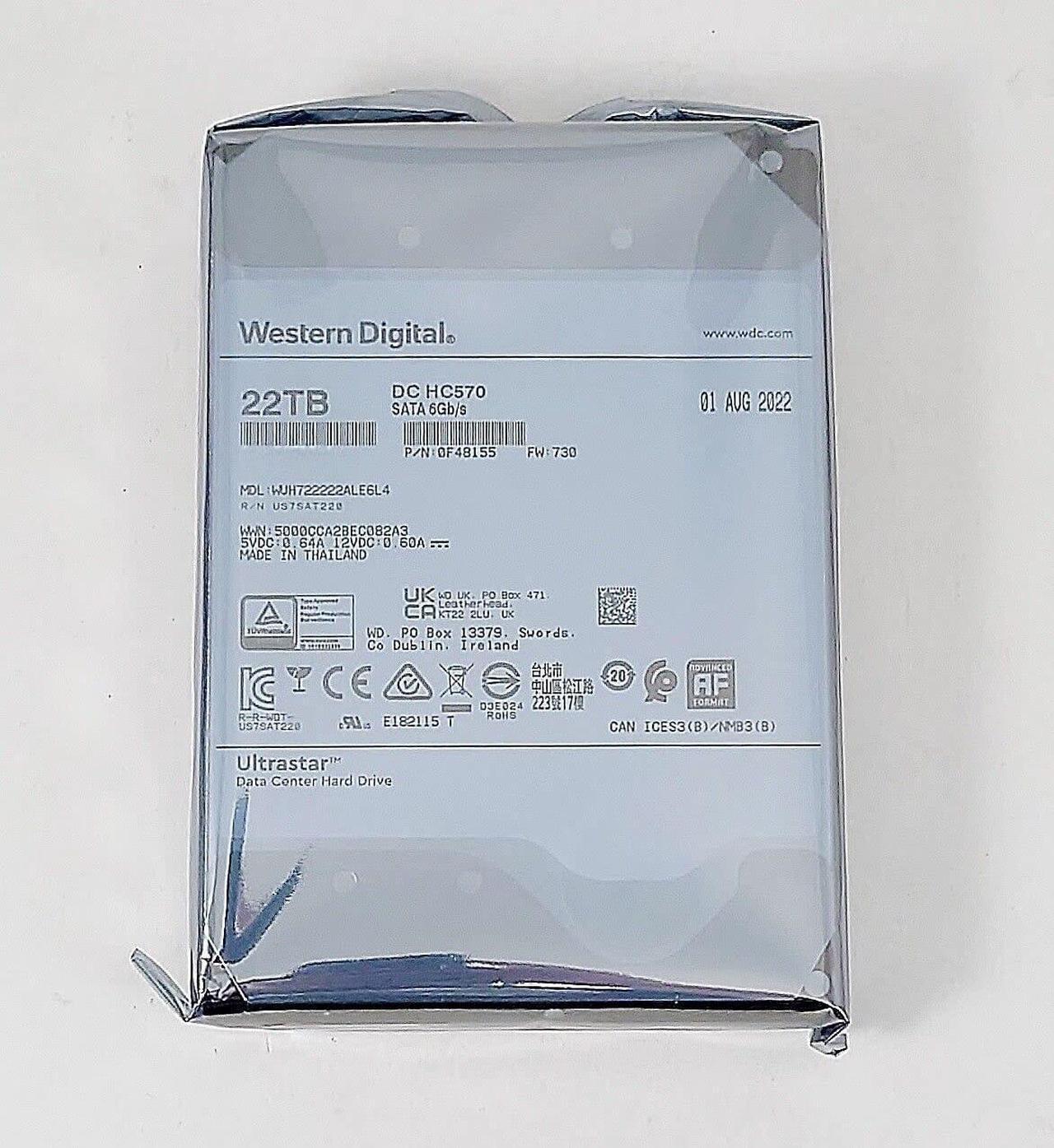 Alt view image 8 of 10 - WD WUH722222ALE6L4 Ultrastar DC HC570 0F48155 22TB 512MB Cache 7200RPM SATA 6.0Gb/s 512E SE 3.5" Internal Hard Drive