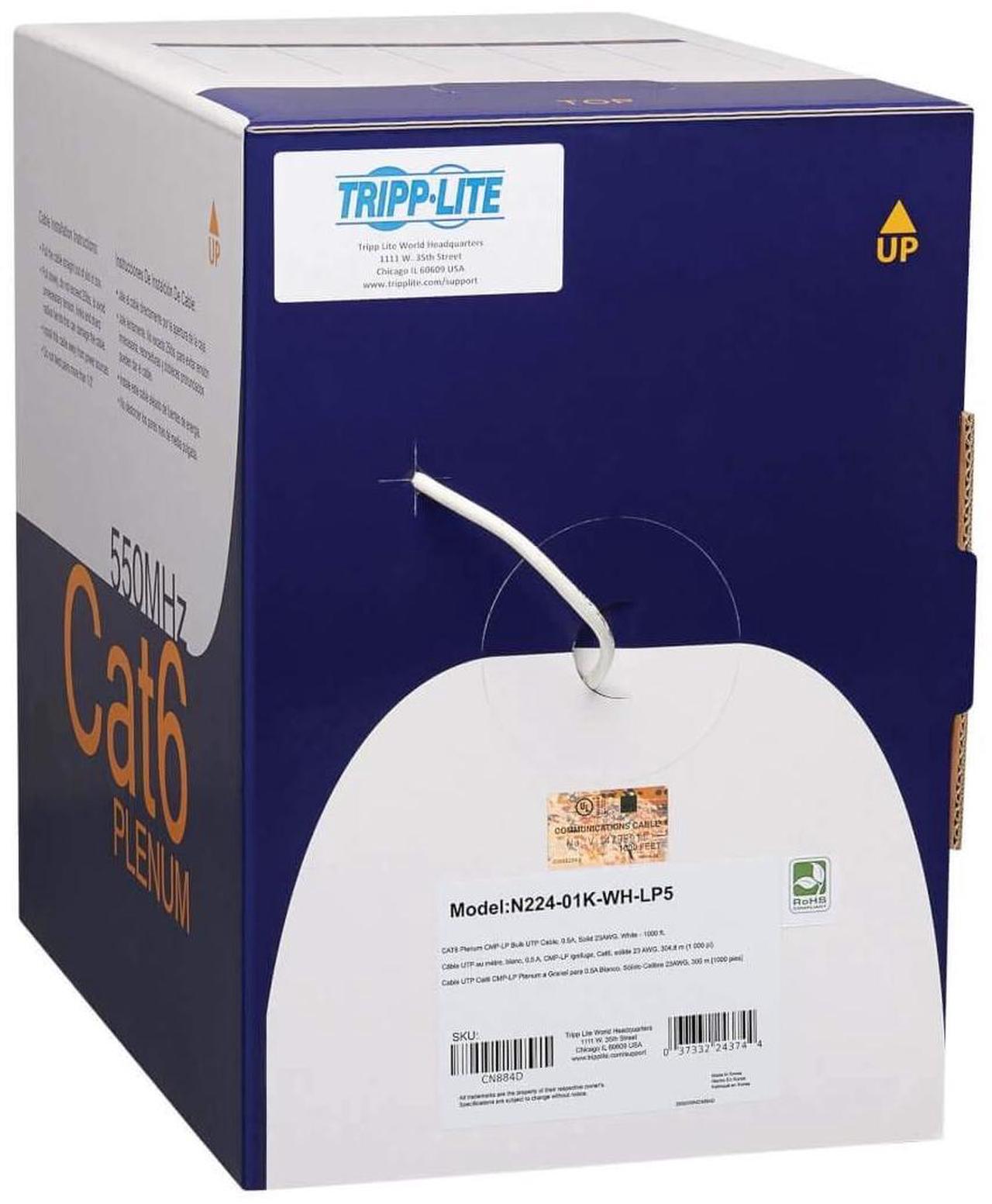Alt view image 12 of 12 - Tripp Lite 1000ft Cat6 Bulk Ethernet Patch Cable Plenum White N22401KWHLP5