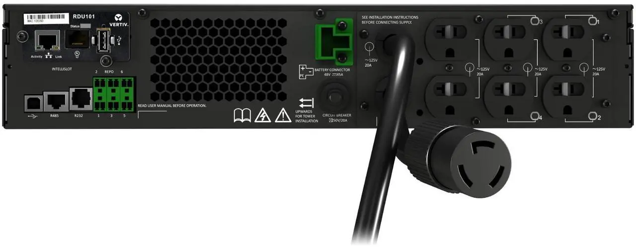 Alt view image 11 of 13 - Vertiv Liebert GXT5 2000VA 120V UPS with RDU101 SNMP/Webcard