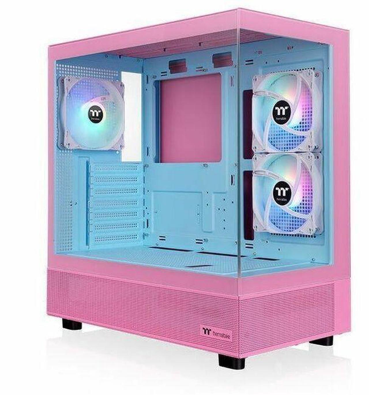 Alt view image 10 of 15 - Thermaltake View 270 Plus TG ARGB Mid Tower Chassis; 3x120mm ARGB Lite Fans Included; 360mm Radiator Support; 420mm GPU Clearance; 180mm Air Cooler Max Height; Bubble Pink; CA-1Y7-00MAWN-00