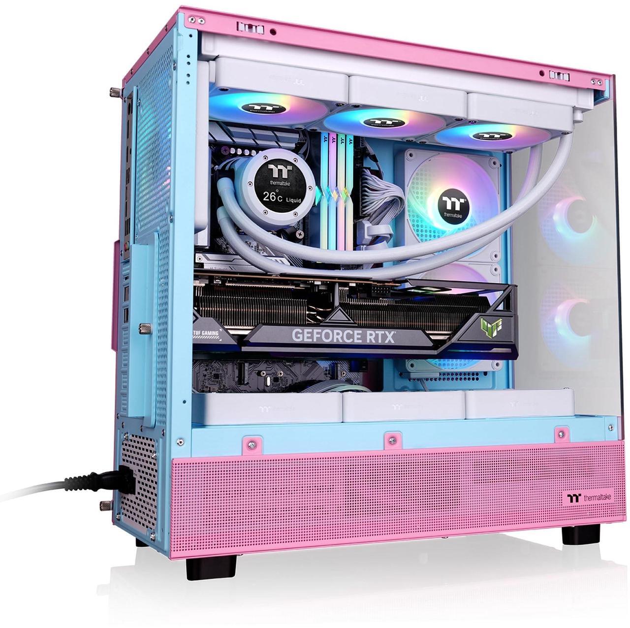 Alt view image 12 of 15 - Thermaltake View 270 Plus TG ARGB Mid Tower Chassis; 3x120mm ARGB Lite Fans Included; 360mm Radiator Support; 420mm GPU Clearance; 180mm Air Cooler Max Height; Bubble Pink; CA-1Y7-00MAWN-00