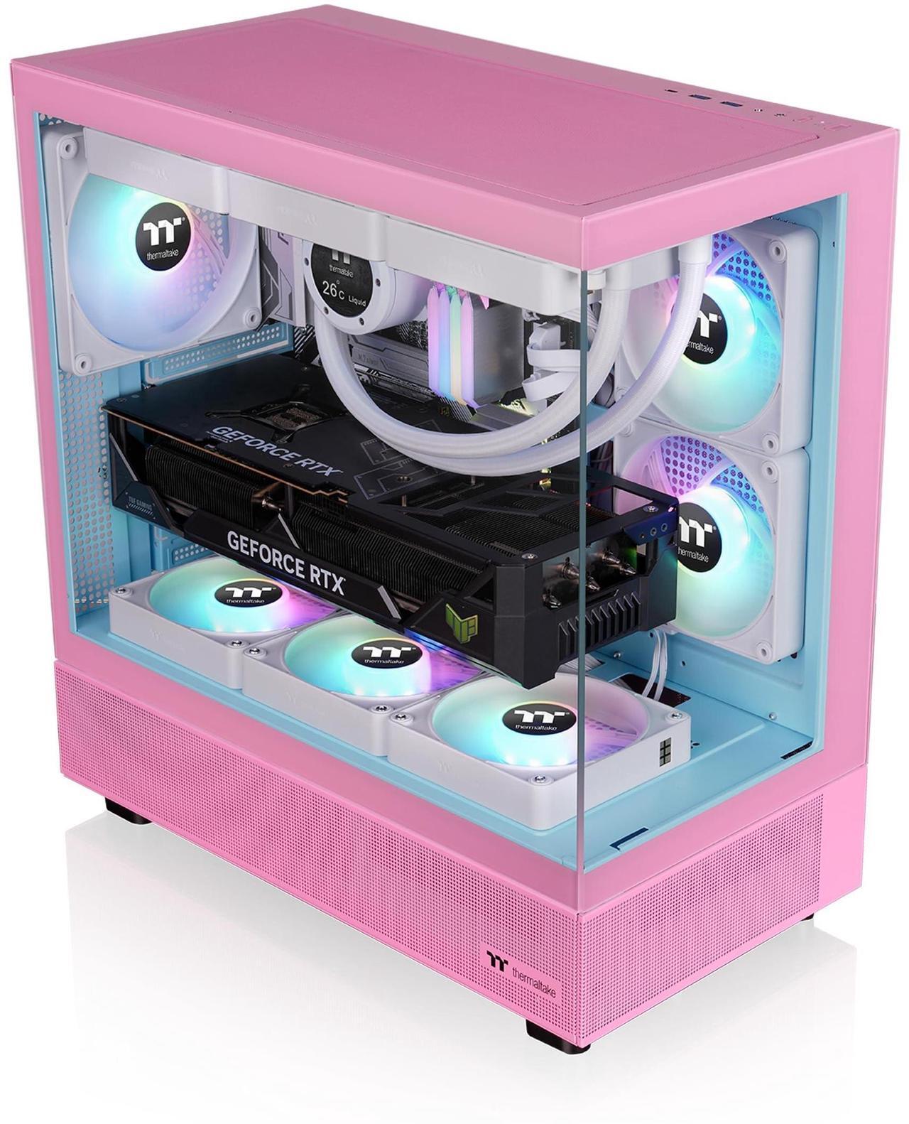 Alt view image 14 of 15 - Thermaltake View 270 Plus TG ARGB Mid Tower Chassis; 3x120mm ARGB Lite Fans Included; 360mm Radiator Support; 420mm GPU Clearance; 180mm Air Cooler Max Height; Bubble Pink; CA-1Y7-00MAWN-00