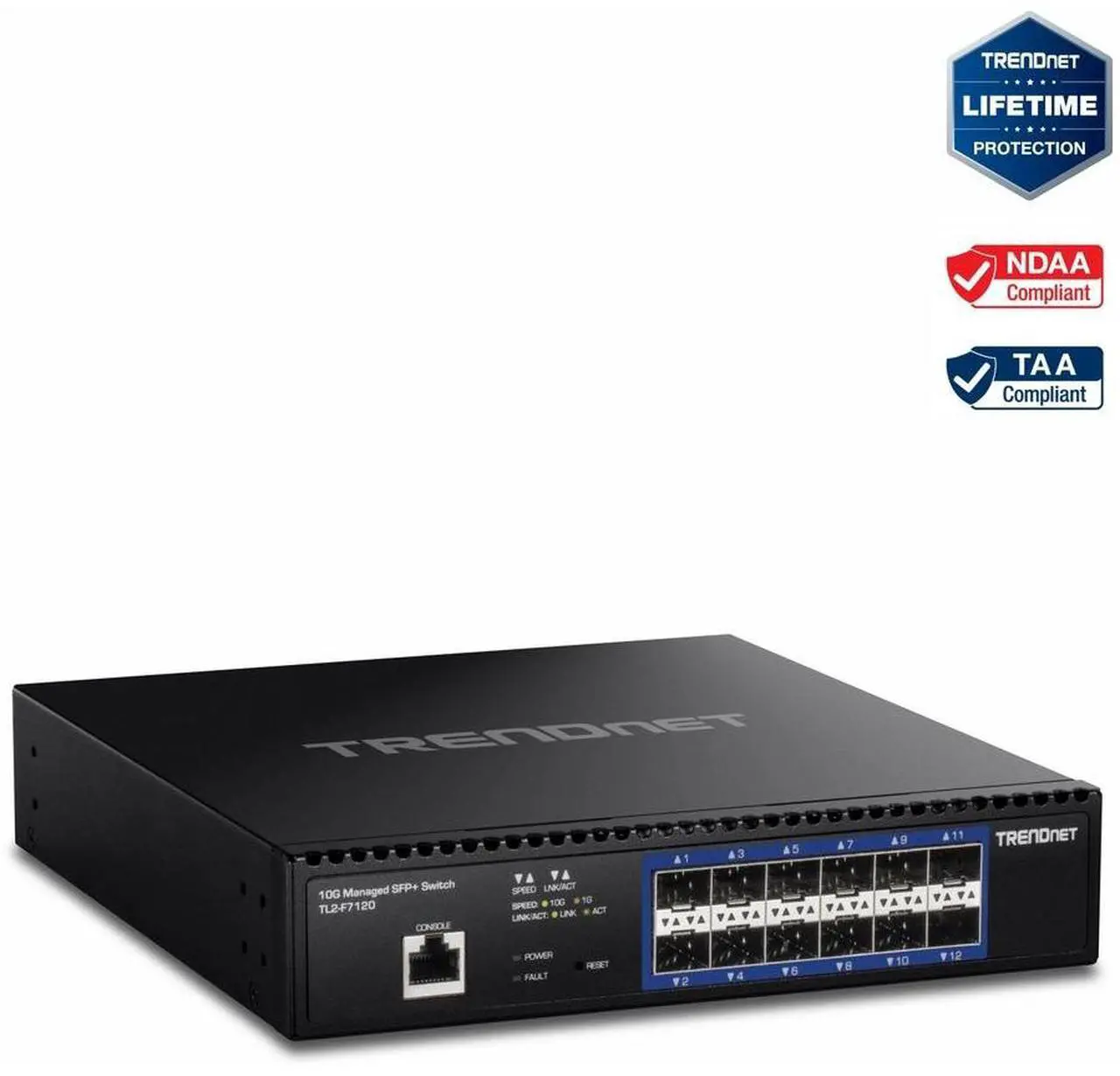 Alt view image 7 of 14 - TRENDnet  TL2-F7120, 12-Port 10G Layer 2 Managed SFP+ Switch