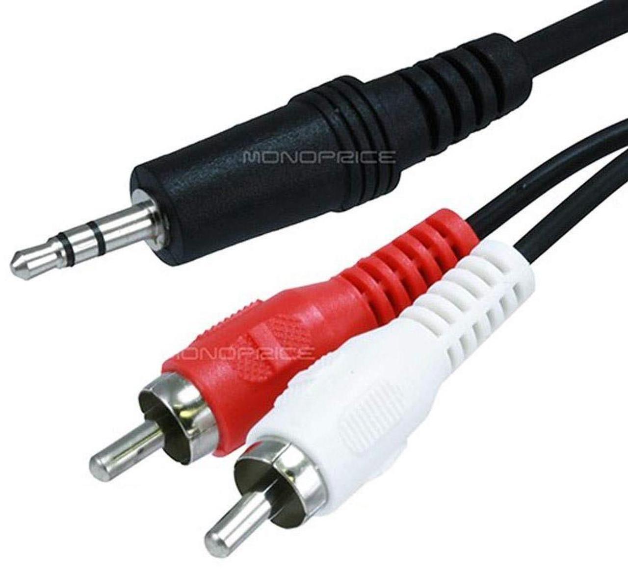 Alt view image 10 of 11 - Monoprice 665 6ft 3.5mm Stereo Plug/2 RCA Plug Cable - Black