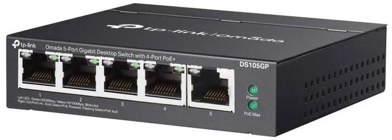 Alt view image 10 of 13 - TP-Link Omada 5-Port Gigabit Desktop Switch PORT: 5 Gigabit RJ45 Ports SPEC: Desktop Steel Case FEATURE: Plug and Play - DS105G