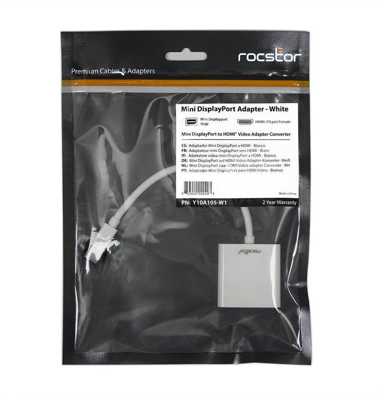 Alt view image 15 of 15 - Rocstor Y10A105-W1 Rocstor Mini DisplayPort/HDMI Audio/Video Adapter - Cable Length: 5.9" - Mini DisplayPort/HDMI for Projector, Monitor, MacBook, MacBook Air, MacBook Pro, Mac mini, Ultrabook,