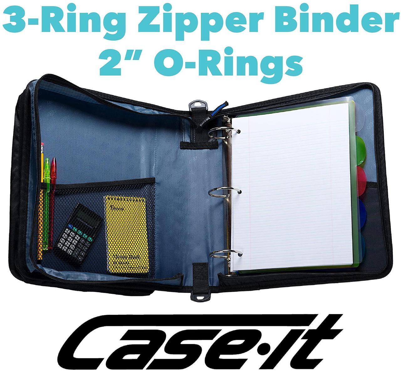 Alt view image 10 of 14 - Case-it Universal 2-Inch 3-Ring Zipper Binder, Holds 13 Inch Laptop, Black, LT-007-BLK
