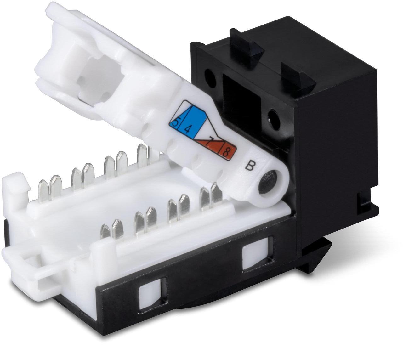 Alt view image 12 of 15 - TRENDnet Cat6 RJ45 Keystone Jack 50-Pack Bundle, Compatible With Cat5,Cat5e,Cat6 Cabling, Use With The TC-KP24 Or TC-KP48 Blank Keystone Patch Panels (Sold Separately), Black, TC-K50C6BK