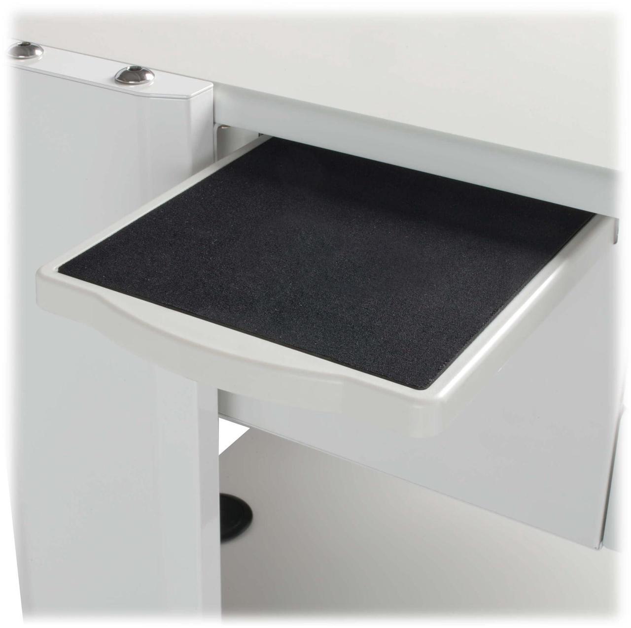 Alt view image 10 of 15 - Tripp Lite Mobile Standing Desk 2 Adjustable Shelf & 2 Metal Storage Drawers, TAA Compliant, Home Office & School, 5-Year Warranty, White