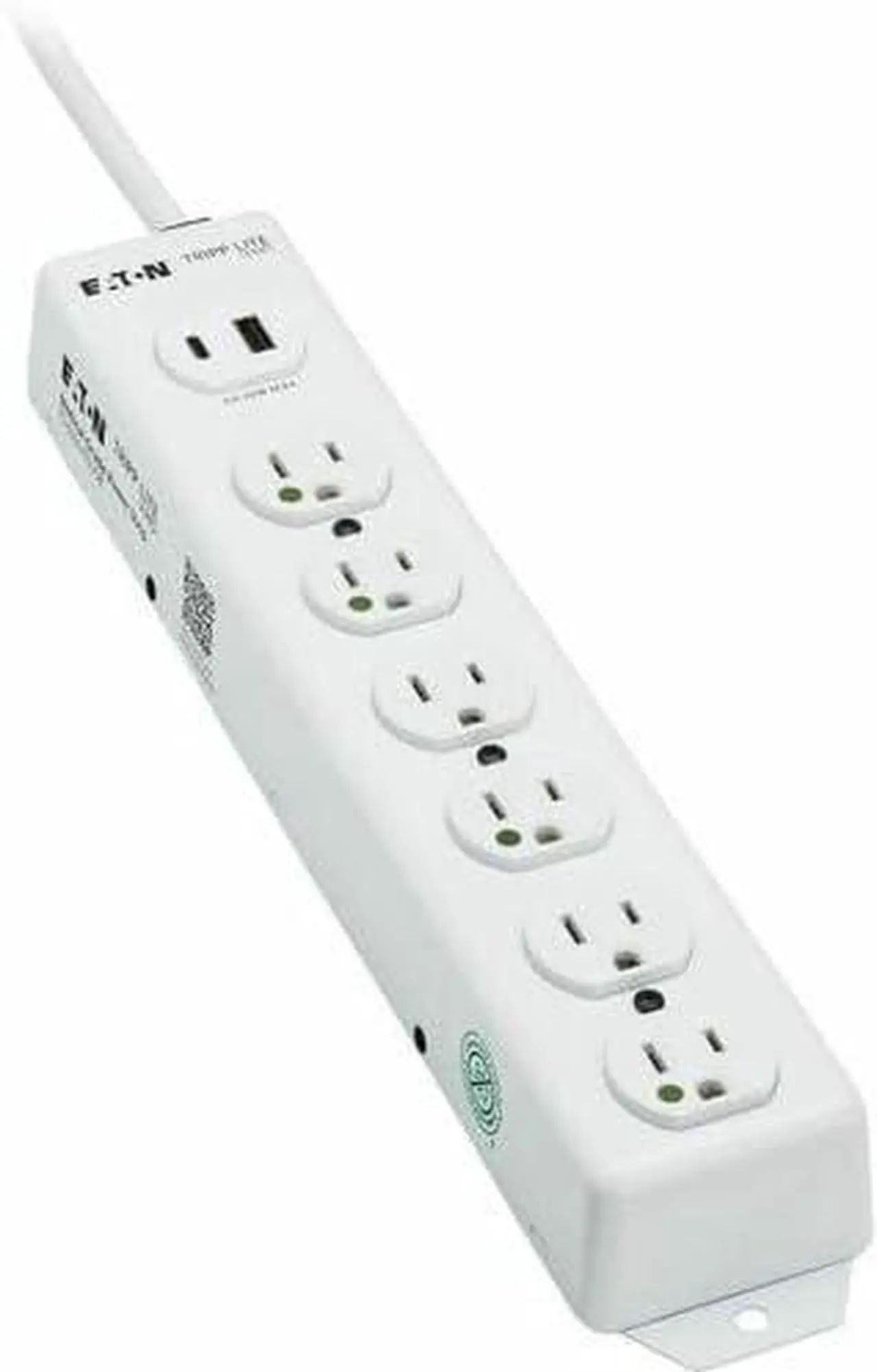 Alt view image 9 of 15 - Eaton Tripp Lite Series Safe-IT UL 1363 Medical-Grade Power Strip, 6 Hospital-Grade Outlets, USB Charging, Safety Covers, Antimicrobial, 2 ft. Cord - NEMA 5-15P-HG - 1 x USB Type A, 1 x USB Type C, 6