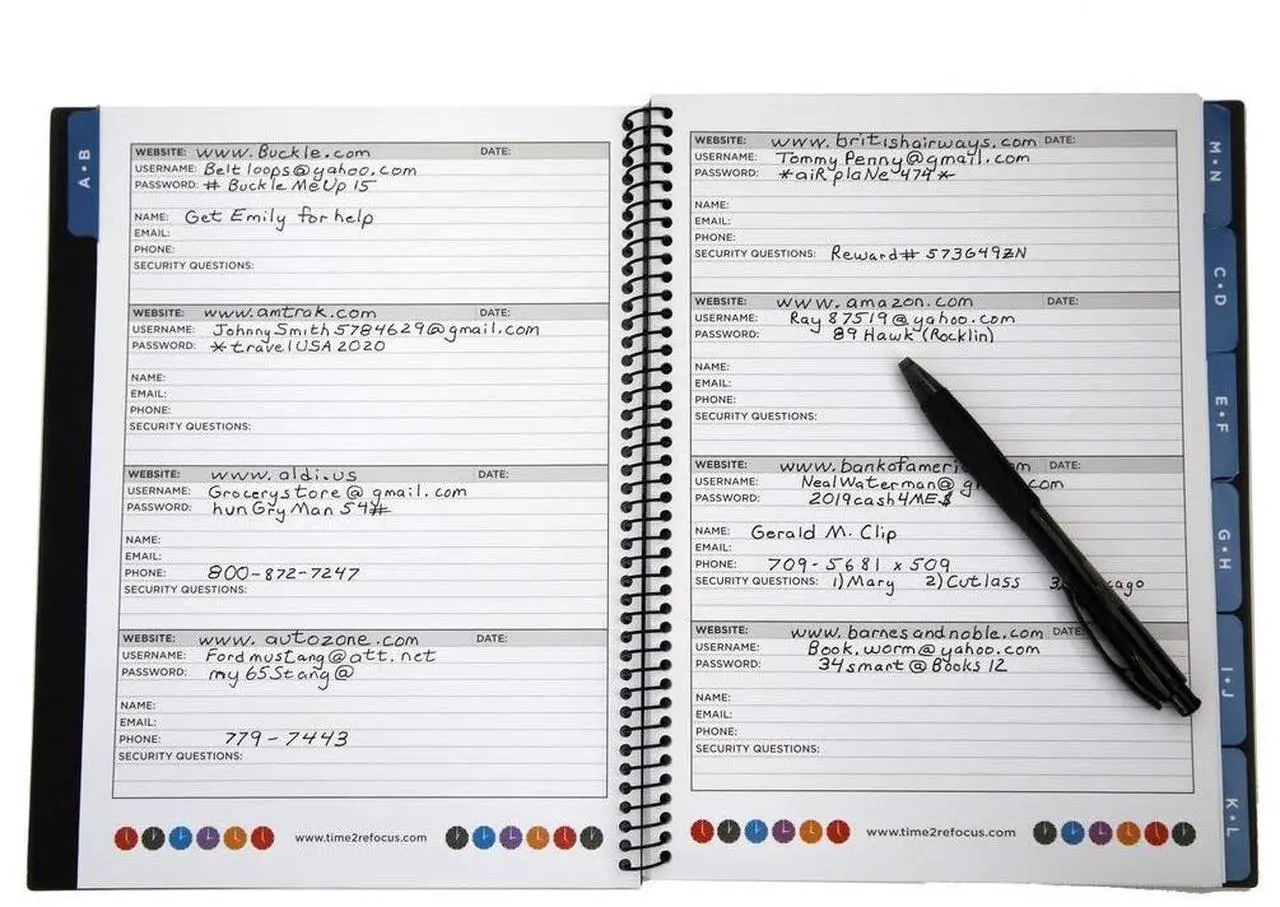 Alt view image 14 of 18 - Re-Focus the Creative Office Large Password Keeper Book, 7.5x10", Black