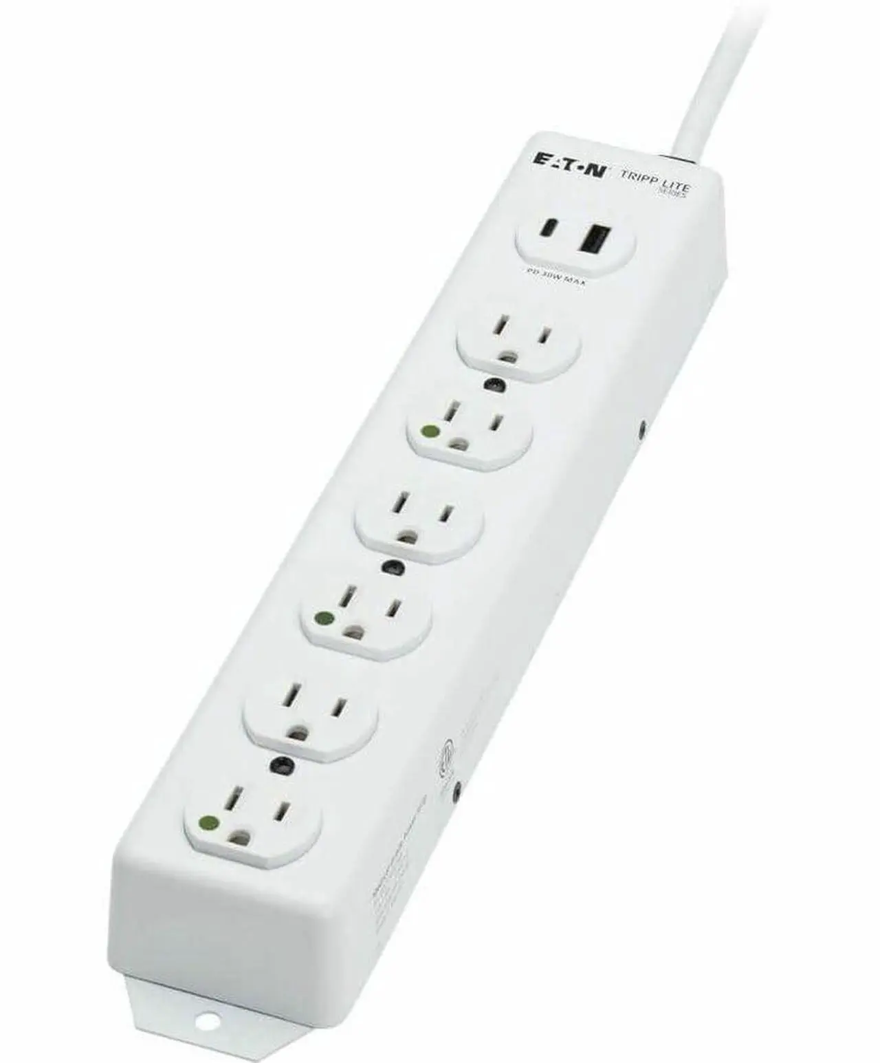 Alt view image 11 of 15 - Eaton Tripp Lite Series Safe-IT UL 1363 Medical-Grade Power Strip, 6 Hospital-Grade Outlets, USB Charging, Safety Covers, Antimicrobial, 2 ft. Cord - NEMA 5-15P-HG - 1 x USB Type A, 1 x USB Type C, 6