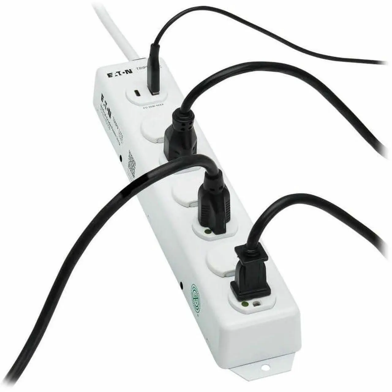 Alt view image 13 of 15 - Eaton Tripp Lite Series Safe-IT UL 1363 Medical-Grade Power Strip, 6 Hospital-Grade Outlets, USB Charging, Safety Covers, Antimicrobial, 2 ft. Cord - NEMA 5-15P-HG - 1 x USB Type A, 1 x USB Type C, 6