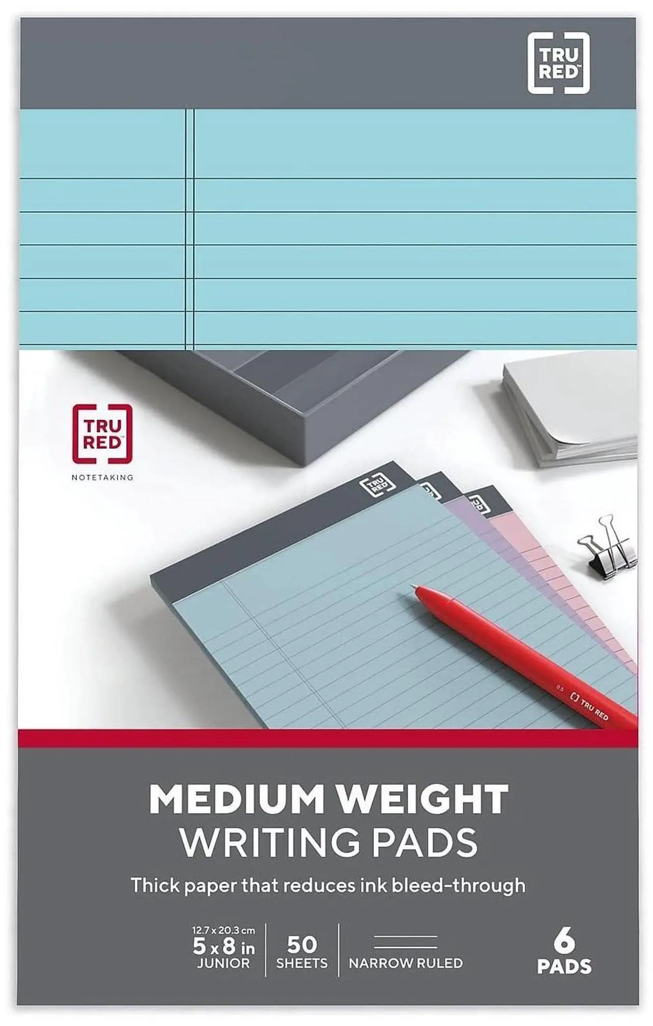 Alt view image 11 of 15 - TRU RED Notepads 5" x 8" Narrow Ruled Pastels 50 Sheets/Pad TR57356