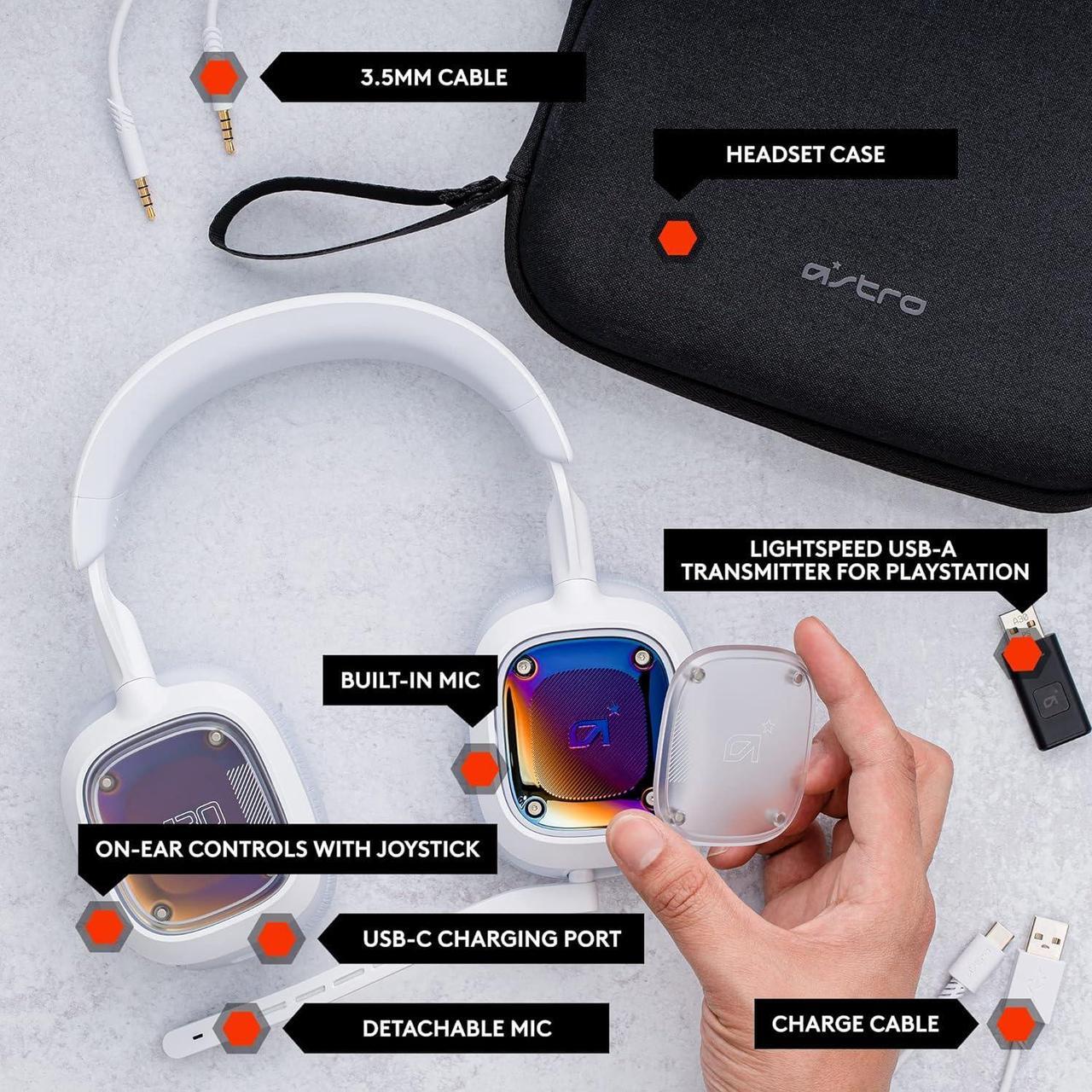 Alt view image 6 of 7 - Astro A30 Wireless Gaming Headset with Case, White/PS PS5 939-001992