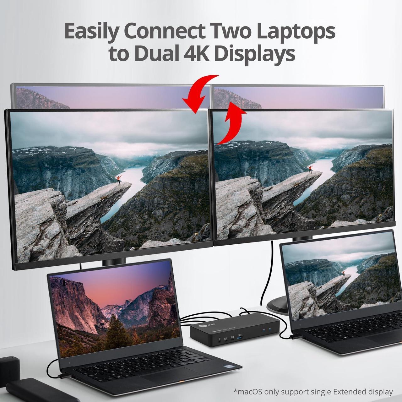 Alt view image 7 of 10 - SIIG Dual Host USB-C KVM MST Docking Station