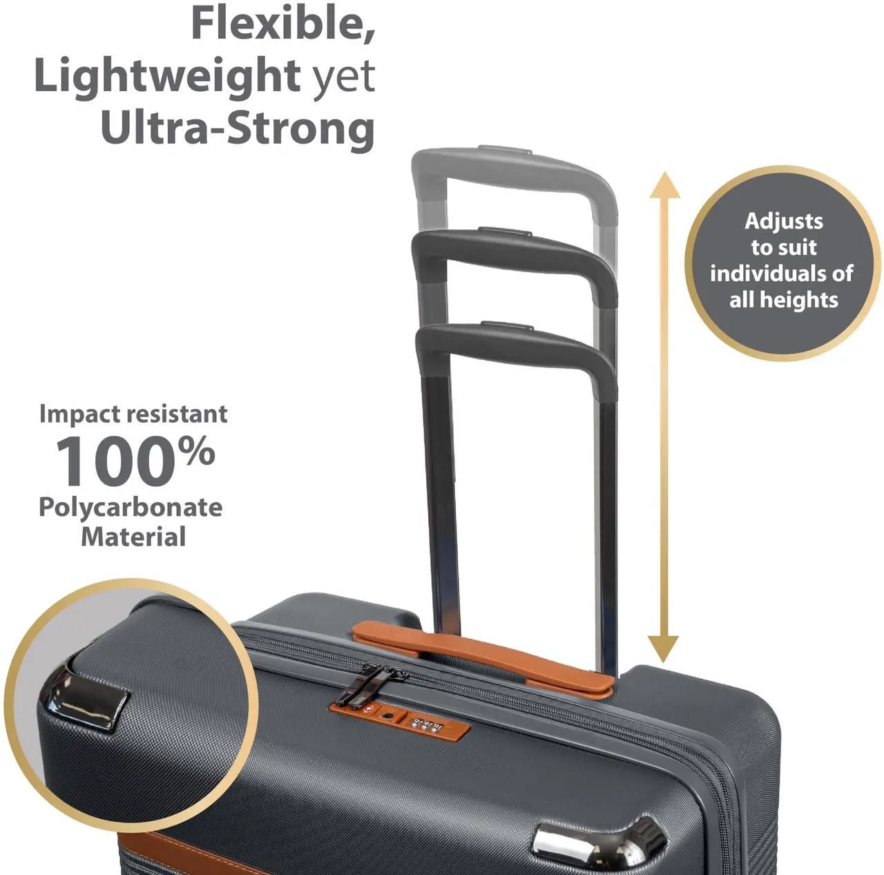 Alt view image 11 of 15 - CHAMPS Vintage III Collection 3-piece Hardside Luggage set Grey S1033GREY