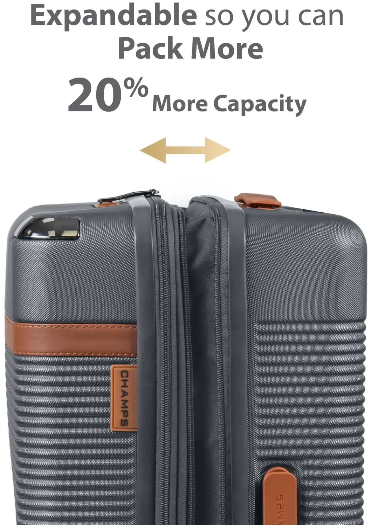 Alt view image 13 of 15 - CHAMPS Vintage III Collection 3-piece Hardside Luggage set Grey S1033GREY