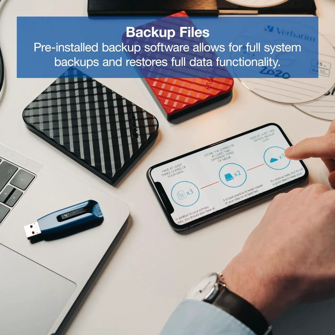 Alt view image 17 of 20 - Verbatim 2TB Store 'n' Go USB 3.0 Portable Hard Drive USB 3.0 / 2.0 port Model 53195 Black