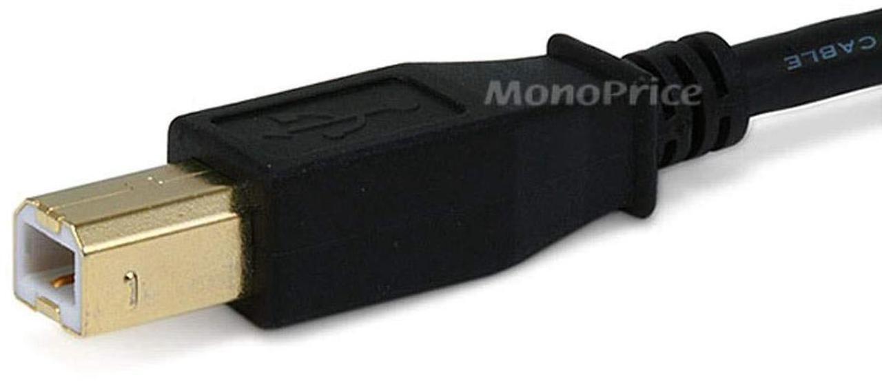 Alt view image 14 of 14 - Monoprice USB 2.0 Cable - 6 Feet - Black | USB Type-A Male to USB Type-B Male, 28/24AWG with Ferrite Core, Gold Plated
