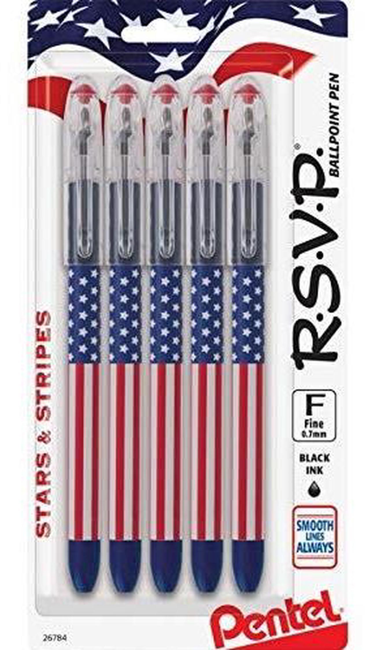 Alt view image 6 of 6 - PENTEL RSVP Ballpoint Pen .7mm Black Ink 5/PK RDWEBE BK90USABP5A