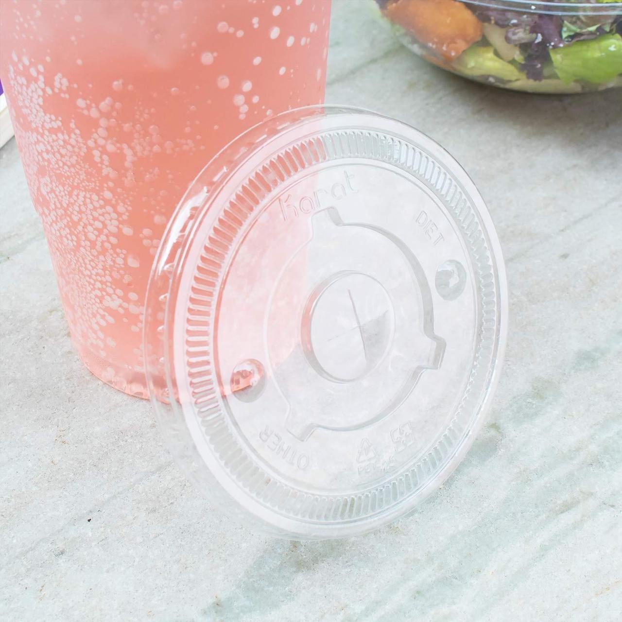Alt view image 7 of 8 - PET Lids Flat Lid Fits 32 oz Cold Cups Plastic Clear 600/Carton CKCL1045