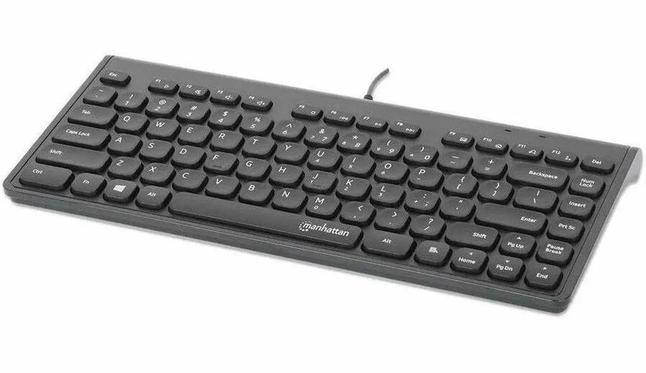 Alt view image 8 of 8 - Manhattan Slim Wired USB Mini Keyboard - Cable Connectivity - USB Type A Interface - 82 Key(s) - Linux, ChromeOS, Windows 7, Windows 8.1, Windows 10, Windows 11 - Notebook, Desktop Computer - PC - ABS