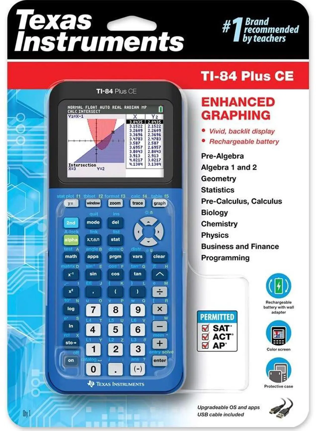 Alt view image 11 of 11 - Texas Instruments TI-84 Plus CE Graphing Calculator - Blue