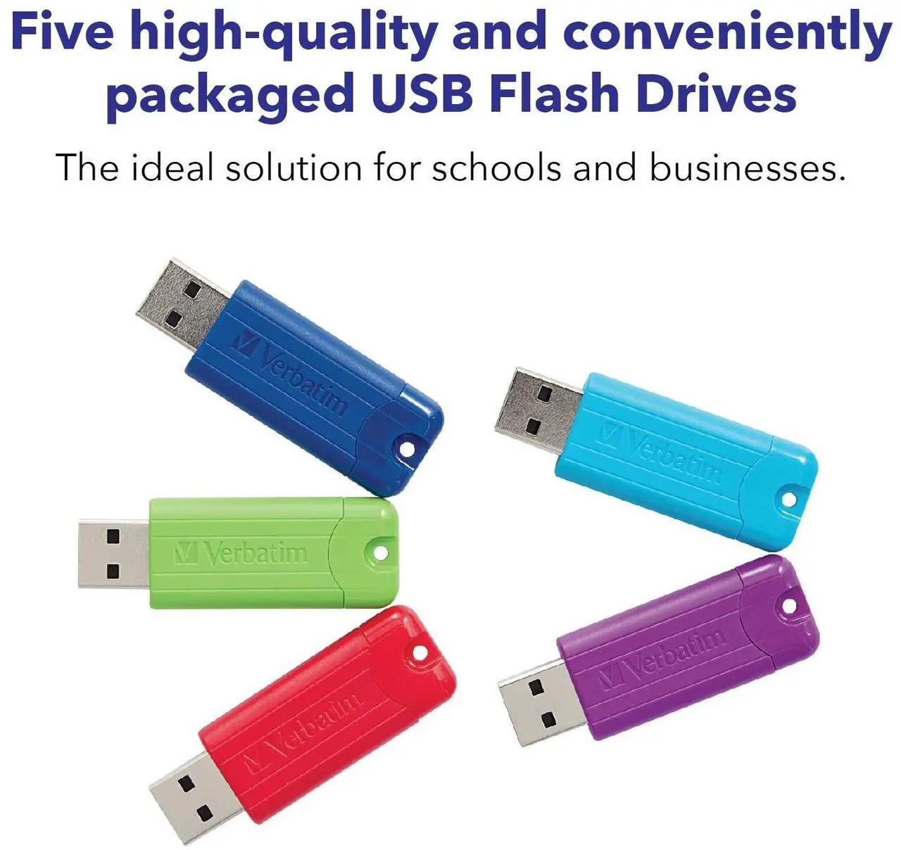 Alt view image 11 of 15 - verbatim 32gb pinstripe usb 3.0 flash drive retractable thumb drive - 5 pack - multicolor (green, blue, red, purple, cyan)