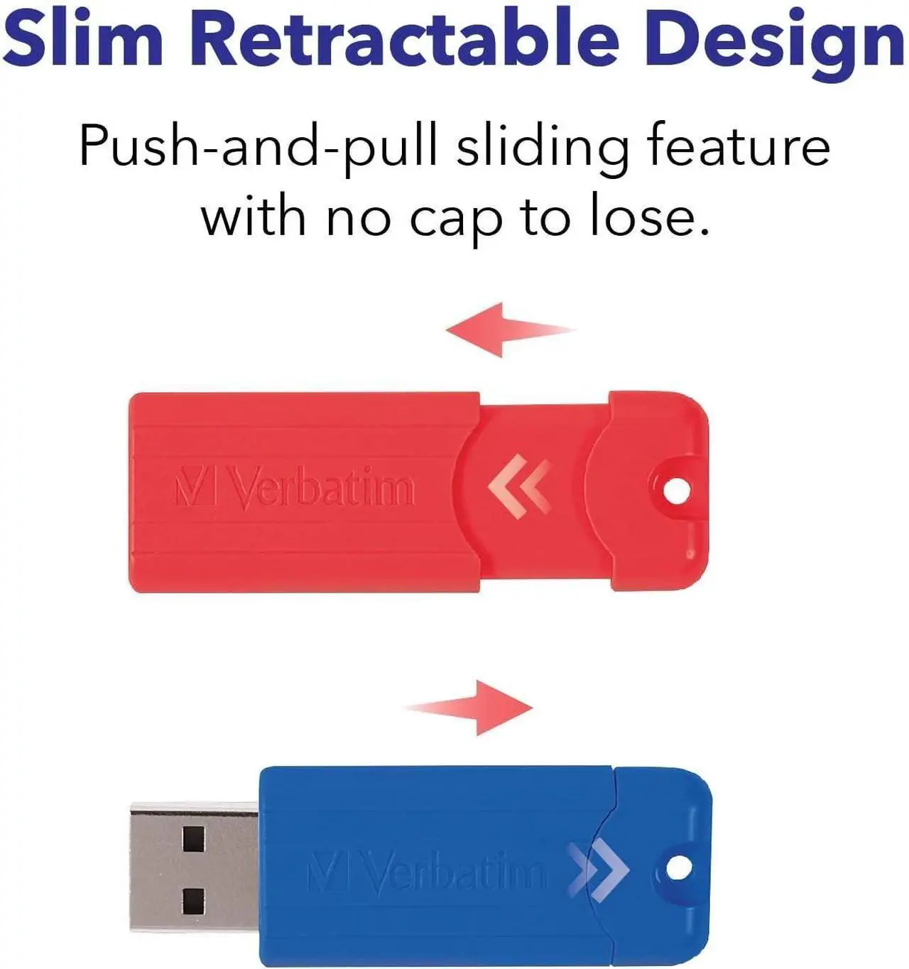 Alt view image 13 of 15 - verbatim 32gb pinstripe usb 3.0 flash drive retractable thumb drive - 5 pack - multicolor (green, blue, red, purple, cyan)