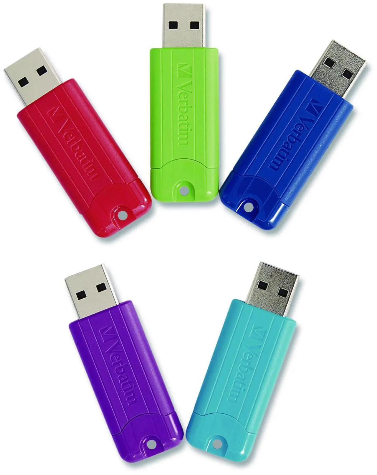 Alt view image 9 of 15 - verbatim 32gb pinstripe usb 3.0 flash drive retractable thumb drive - 5 pack - multicolor (green, blue, red, purple, cyan)