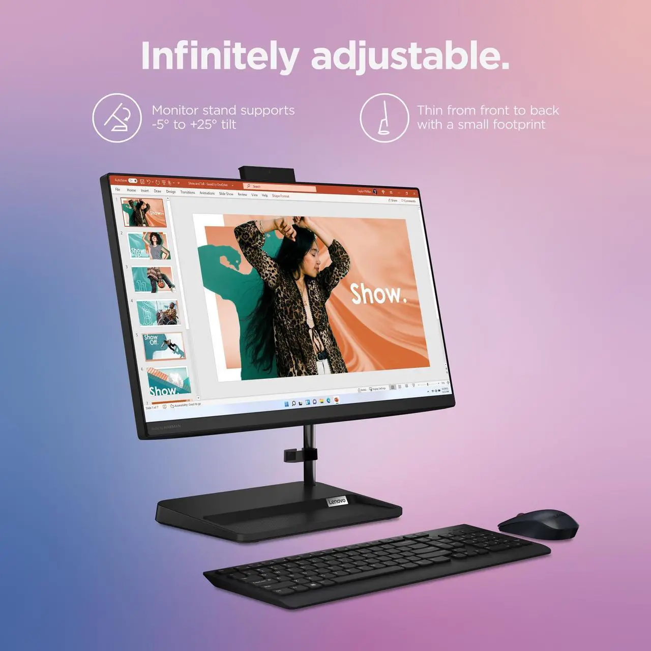 Alt view image 8 of 9 - Lenovo IdeaCentre AIO 3i - (2023) - All in One Desktop - PC Computer - Mouse & Keyboard Included - 21.5" FHD Display - Windows 11-8GB Memory - 256GB Storage - Intel Core i3-1215U