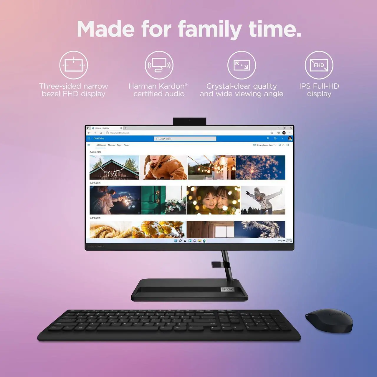 Alt view image 6 of 9 - Lenovo IdeaCentre AIO 3i - (2023) - All in One Desktop - PC Computer - Mouse & Keyboard Included - 21.5" FHD Display - Windows 11-8GB Memory - 256GB Storage - Intel Core i3-1215U