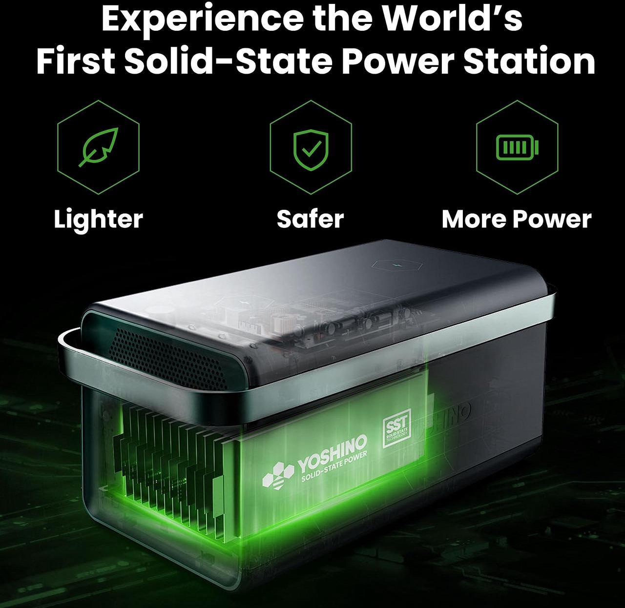 Alt view image 11 of 14 - Yoshino Solid-State Portable Power Station, Push-Button Start Battery Generator 2,611Wh, 4,000W /6,000W Peak, Solar Optional Generator, Expandable, Off-Grid, RV, UPS Backup Battery