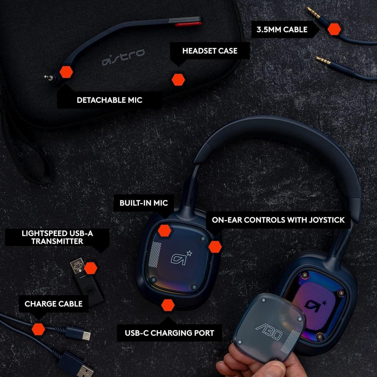 Alt view image 7 of 7 - Astro A30 Wireless Gaming Headset Navy/XB Xbox Series 939-001999
