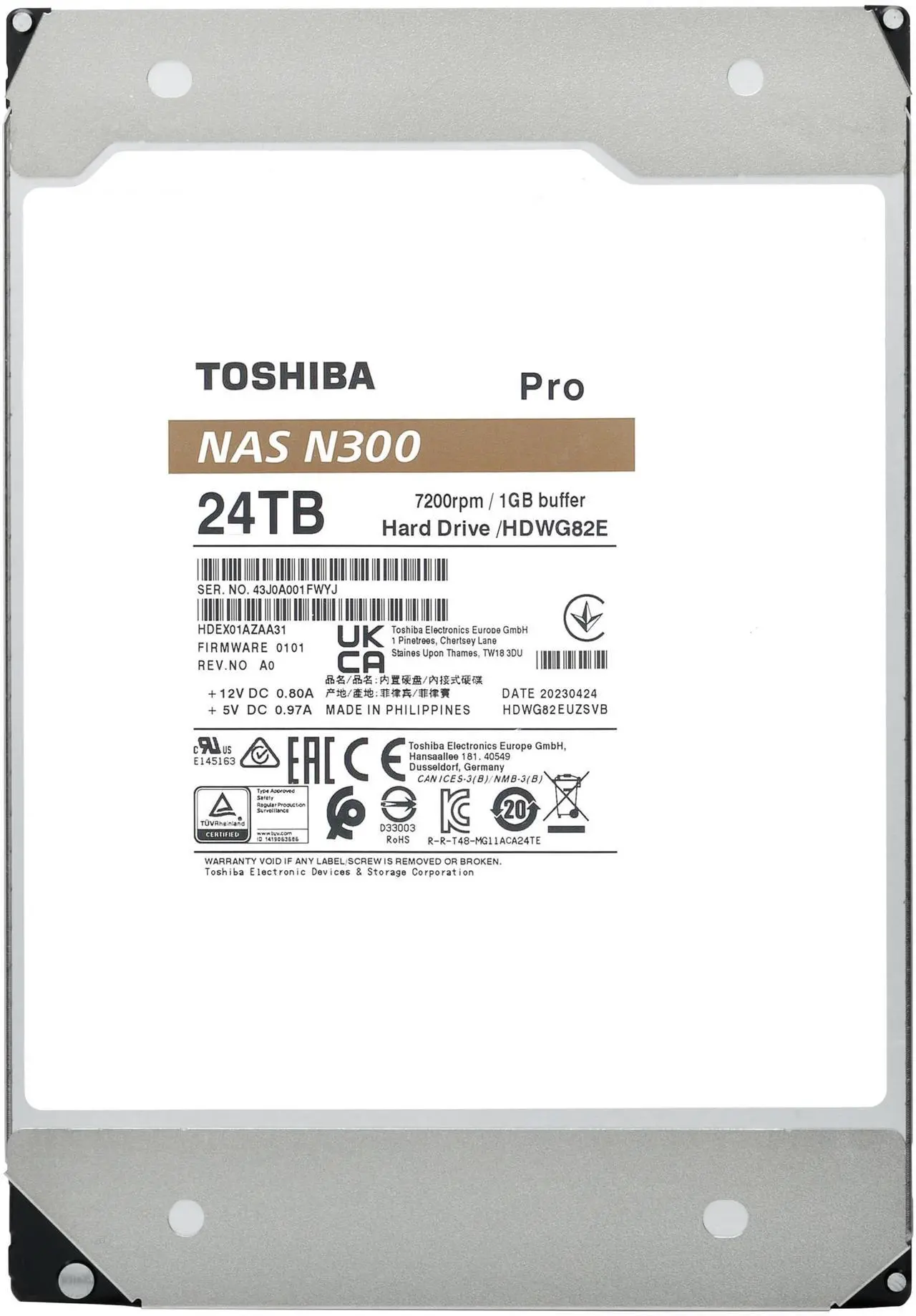 Alt view image 7 of 8 - Toshiba 20TB N300 Pro NAS Internal Hard Drive  HDWG82EXZSTB