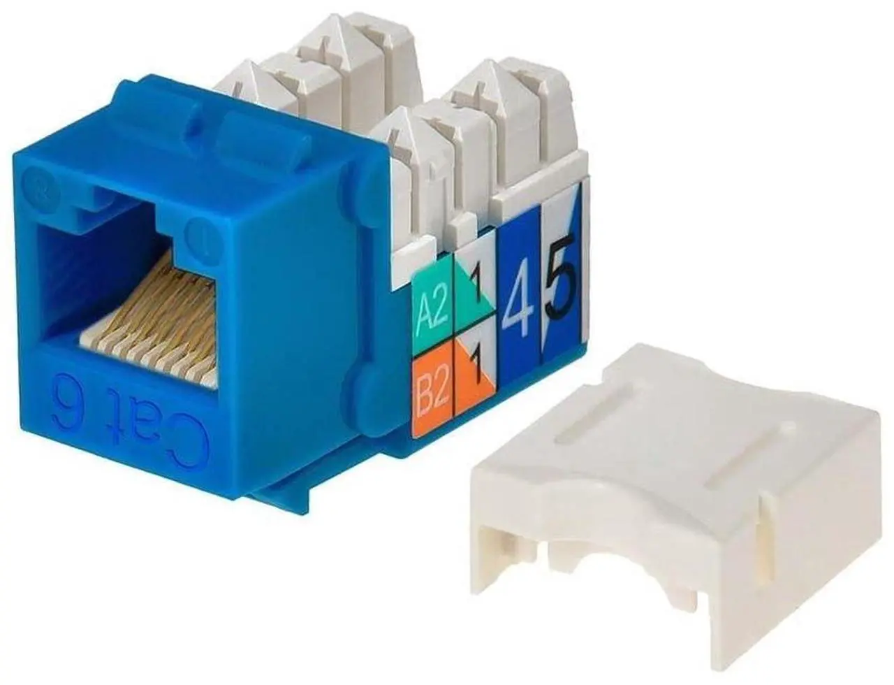Alt view image 18 of 18 - Monoprice Cat6 Punch Down Keystone Jack - Blue | 110 Type IDC, 90 Degree Connection